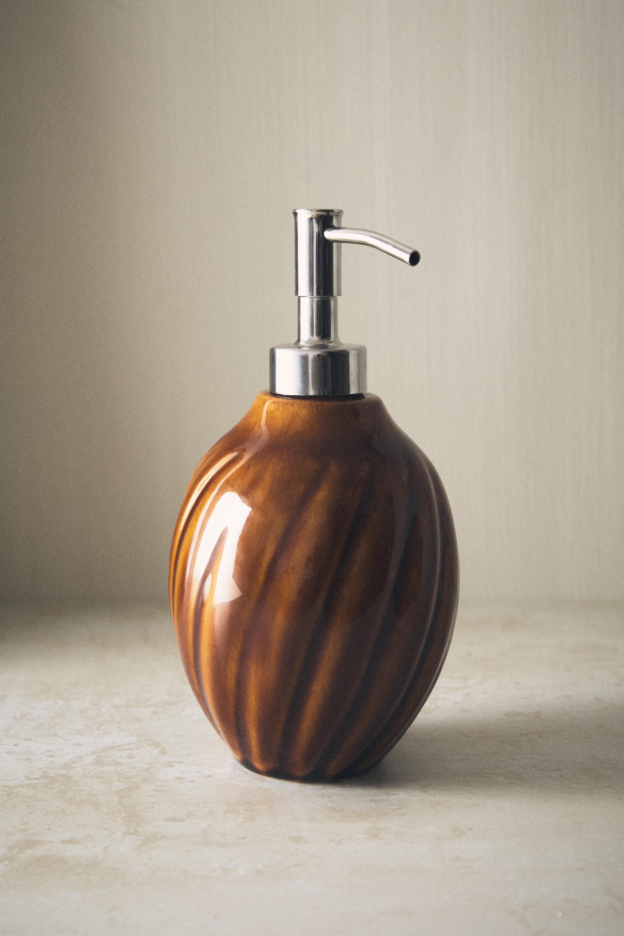 MUSTARD RAISED DESIGN SOAP DISPENSER